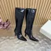 YSL Cassandre Side‑Zip Square‑Toe Knee‑High Boots 7cm Heel #B68435
