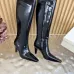 YSL Cassandre Side‑Zip Square‑Toe Knee‑High Boots 7cm Heel #B68435