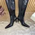 YSL Cassandre Side‑Zip Square‑Toe Knee‑High Boots 7cm Heel #B68435