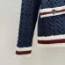 Dark Blue Miu Miu Women's V-Neck Cardigan  Embroidered "M" Logo  Textured Knit Design for Feminine Luxury  #A57759