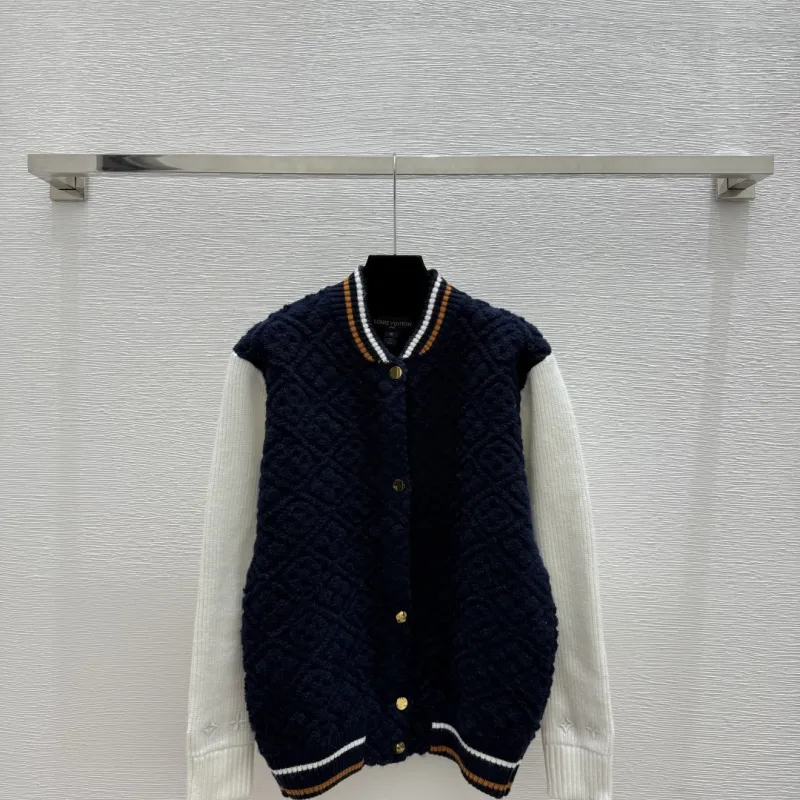 Dark blue LV Women's  Sweaters  Monogram Pattern  Fair Isle Design in Dual Color Options for Luxury Fashion Lovers #A57763