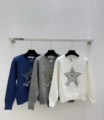 D-ior Women's Authentic Luxury Cozy Knit Sweater with Intricate Sparkling Star Sequin Embellishment and Classic Crew Neck Design #A56307