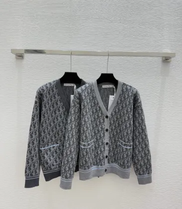 D-ior Women's Luxury Monogram Zip-Up Knit Bomber Jacket, Featuring Signature Oblique Jacquard and Two Convenient Front Pockets. #A56310