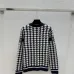 D-ior Women's V-Neck Cardigan  Houndstooth Pattern with Christian D-ior Logo Detail for Luxury Fashion Lovers #A57755