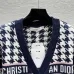 D-ior Women's V-Neck Cardigan  Houndstooth Pattern with Christian D-ior Logo Detail for Luxury Fashion Lovers #A57755