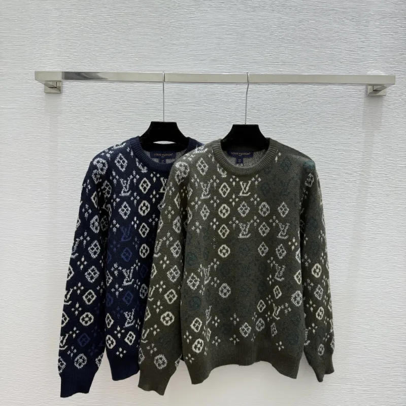 LV Women's Crewneck Sweaters  Monogram Pattern   Fair Isle Design in Dual Color Options for Luxury Fashion Lovers #A57760