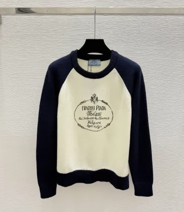 Prada Early Fall New Arrival Color-Block Logo Crew Neck Knit Long-Sleeve Top #B68313