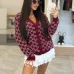 Womens Gucci Burgundy GG Print V Neck  Knit Cardigan Outerwear #B67695
