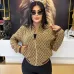 Gucci Designer Women Chic Monogram Print Cropped Baseball Jacket #A62502