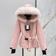 Moncel Latest classic celac cut waist ski suit Fox big fur collar #A54850