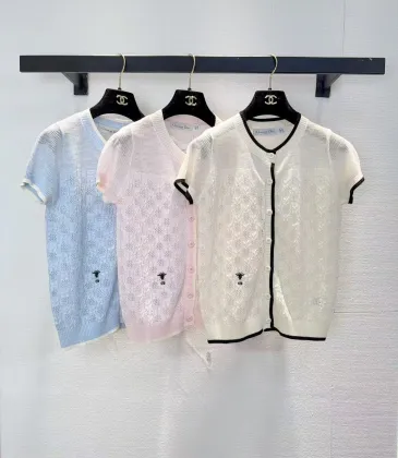Dior Monogram Knit Short Sleeve Crew Neck Blouse #A63664 Dior Monogram Knit Short Sleeve Crew Neck Blouse #A63664