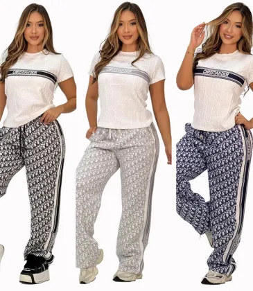 2025 On sale Women's D-ior CD Pattern Top and Pants Set with Side Stripe #A47225