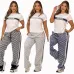 2025 On sale Women's D-ior CD Pattern Top and Pants Set with Side Stripe #A47225