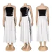 Black Tube Top White Long Skirt Adidas Two‑Piece Outfit #B67625