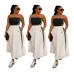 Black Tube Top White Long Skirt Adidas Two‑Piece Outfit #B67625