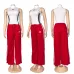 Black Tube Top White Long Skirt Adidas Two‑Piece Outfit #B67626
