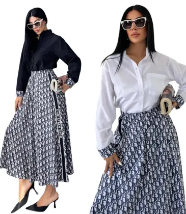 D-ior Long-Sleeve Shirt with CD Print Maxi Skirt #A46535