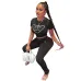 Prada Two-piece set including a new cross-border European and American independent website high street fashion brand letter-printed short-sleeved T-shirt and long pants #A64627
