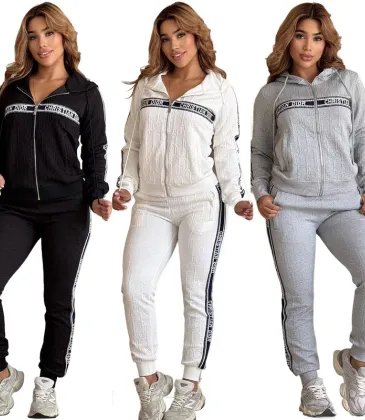 Women's D-ior CD Pattern Hoodie and Pants Set with Side Stripe #A47228
