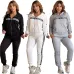 Women's D-ior CD Pattern Hoodie and Pants Set with Side Stripe #A47228